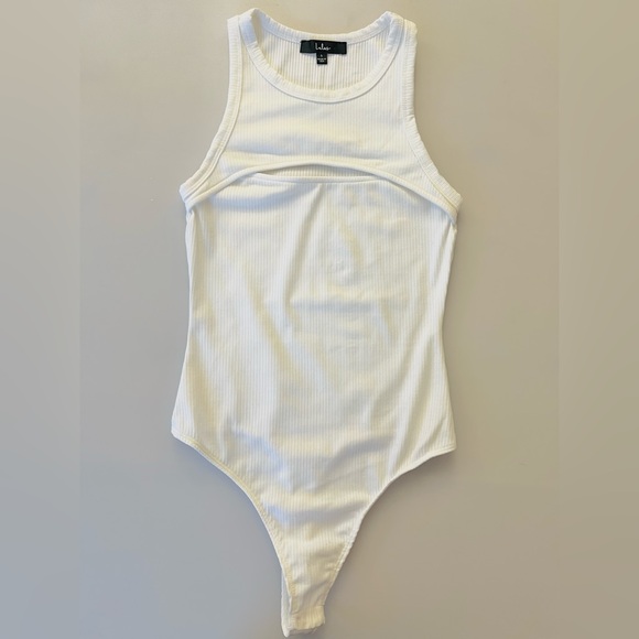 New - Lulus Women's White Ribbed Sleeveless Cutout Bodysuit. Size Small. - Picture 2 of 5